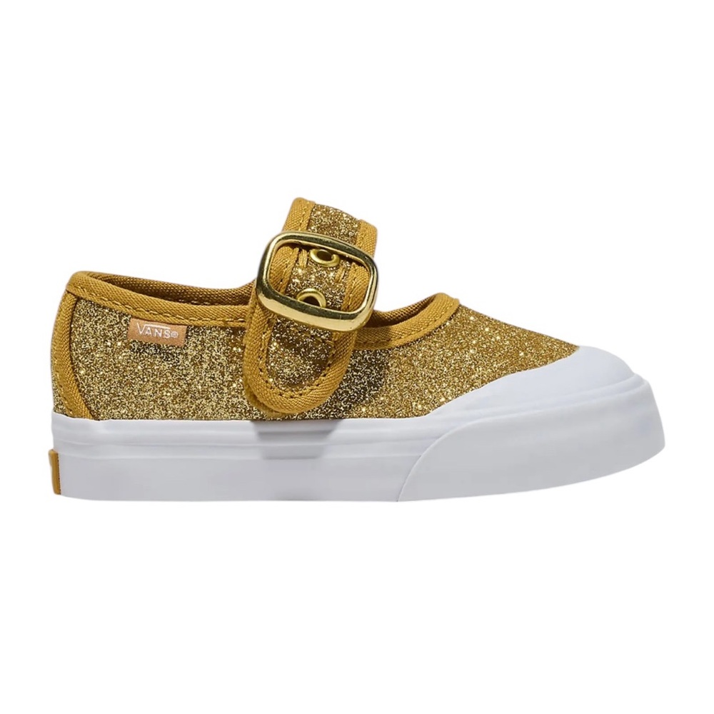 Vans Kids' Gold Glitter Mary Jane Slip-On Shoe